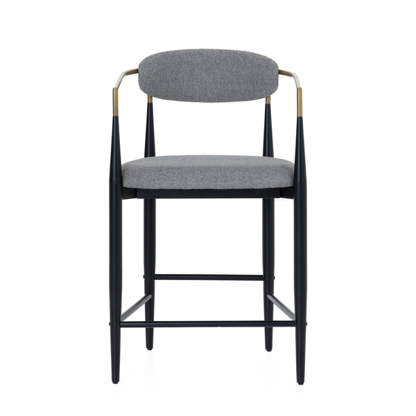 Modrest Buchtel Mid Century Modern Medium Grey & Gold Arm & Black Counter Chair Model VGDW-J1313-MEDGRY