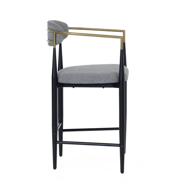 Modrest Buchtel Mid Century Modern Medium Grey & Gold Arm & Black Counter Chair Model VGDW-J1313-MEDGRY