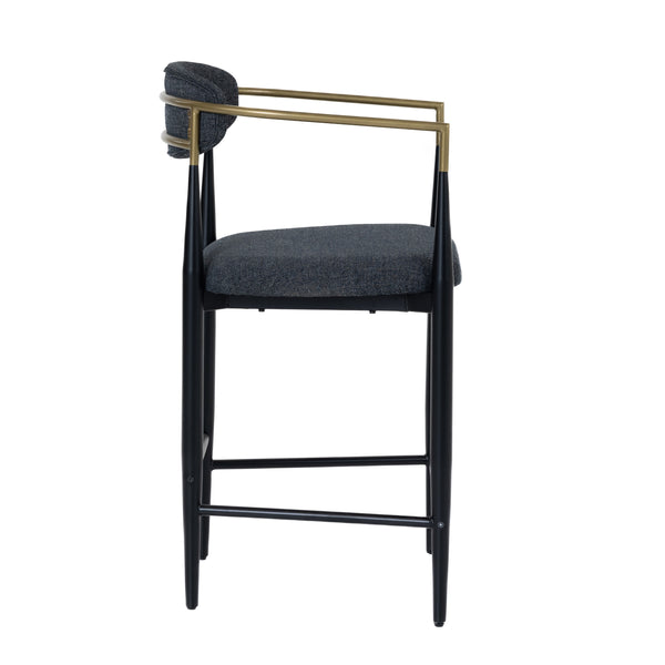 Modrest Buchtel Mid Century Modern Dark Grey & Gold Arm & Black Counter Chair Model VGDW-J1313-DKGRY