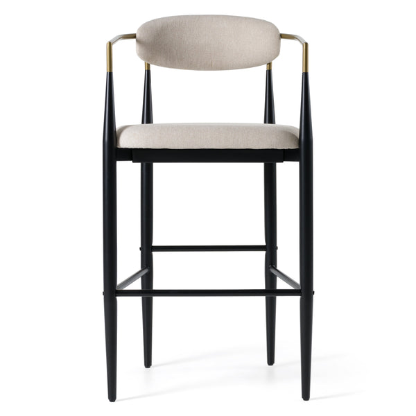 Modrest Buchtel Mid Century Modern Beige & Gold Arm & Black Bar Chair Model VGDW-J1314-BGE