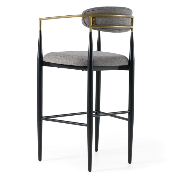 Modrest Buchtel Mid Century Modern Medium Grey & Gold Arm & Black Bar Chair Model VGDW-J1314-MEDGRY