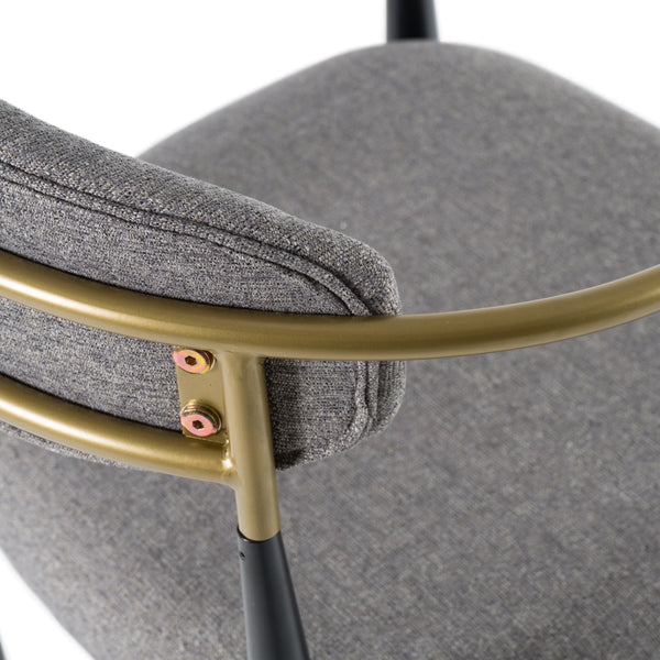 Modrest Buchtel Mid Century Modern Medium Grey & Gold Arm & Black Bar Chair Model VGDW-J1314-MEDGRY