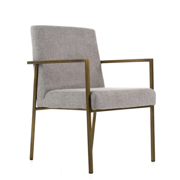 Modrest Burnham Modern Light Grey & Brass Arm Dining Chair Model VGGA-6960CH-1-WHT-B-DC