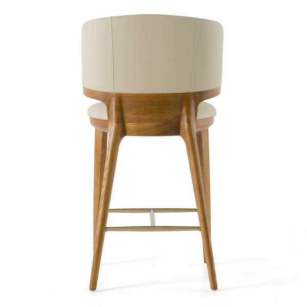 Modrest Calvary Mid Century Modern Beige Vegan Leather & Walnut Counter Chair Model VGCS-BS-23022-WAL