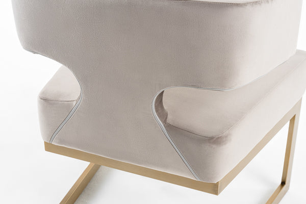 Modrest Calvo Modern Off White Velvet & Brass Dining Chair Model VGVCB897A-OWHT