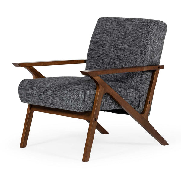 Modrest Candea Mid Century Walnut And Grey Accent Chair Model VGMAMI-997-CHR