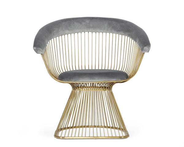 Modrest Chandler Modern Grey Velvet & Gold Dining Chair Model VGZAY007-GRY