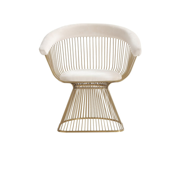 Modrest Chandler Modern Beige Velvet & Gold Dining Chair Model VGZAY007-BEI-DC