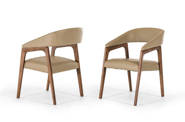 Modrest Clive Mid Century Taupe & Walnut Dining Chair Model VGCSCH-1560