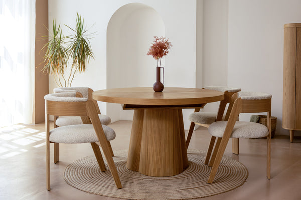 Modrest Cloud Modern Natural Oak Extendable Dining TableModel VGME-CLOUD-DT