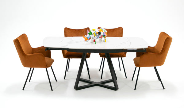 Modrest Cofrey Contemporary White Ceramic Extendable Dining Table Model VGEWD2055EA-WHT-DT