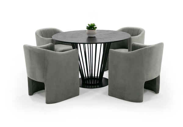 Modrest Conroy Modern Black Round Dining Table Model VGFH-0259917-BB-BLK-DT