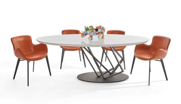 Modrest Corbett Modern High Gloss White With Frosted Glass Dining Table Model VGVCT1920-3