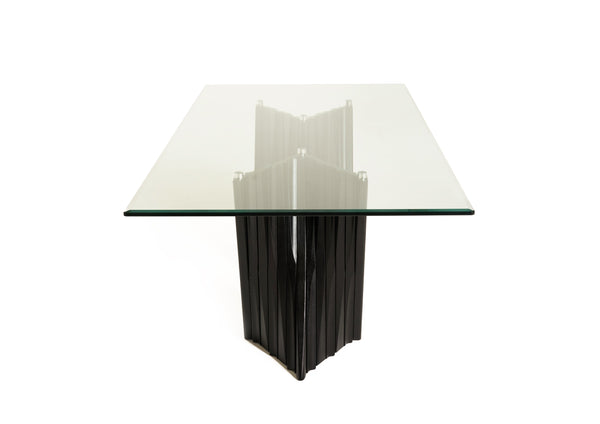 Modrest Corbin Mid Century Black Ash & Glass Dining Table Model VGCSDT-1571-BLK
