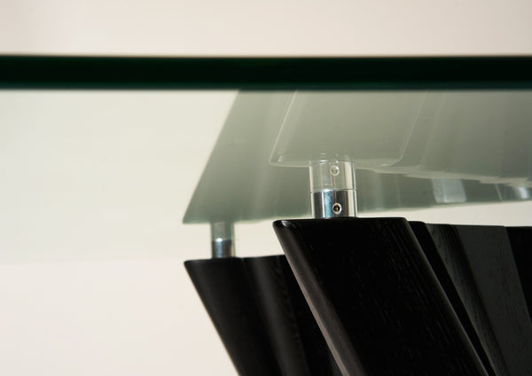 Modrest Corbin Mid Century Black Ash & Glass Dining Table Model VGCSDT-1571-BLK