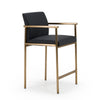 Modrest Custer Modern Black Vegan Leather & Brass Counter Chair Model VGGA-6250CH-C-BLK
