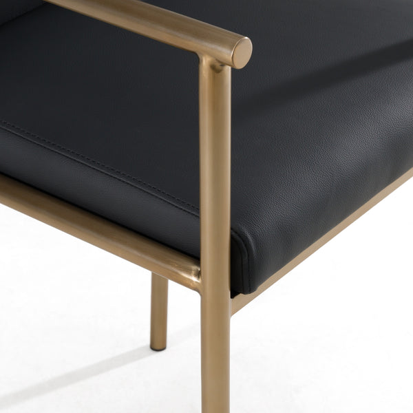 Modrest Custer Modern Black Vegan Leather & Brass Counter Chair Model VGGA-6250CH-C-BLK