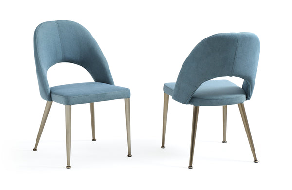 Gloria Modern Blue & Antique Brass Dining Chair (Set Of 2) Model VGVCDC055-BLU