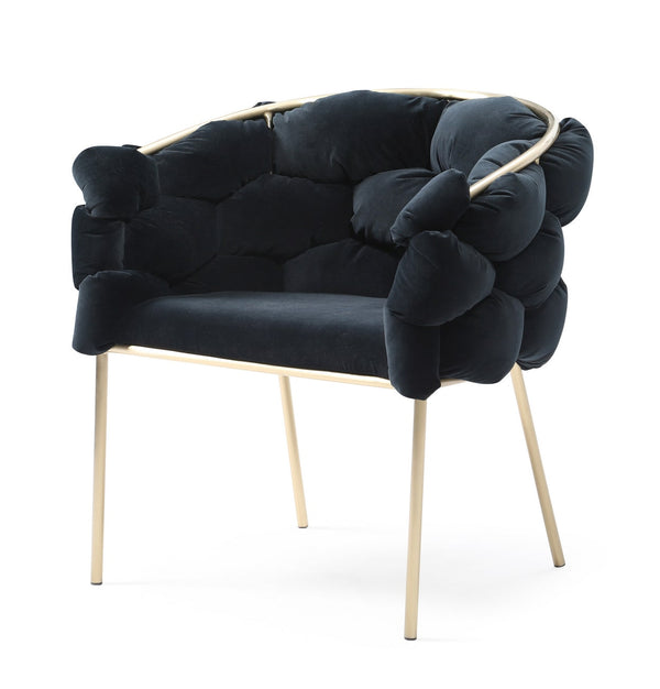 Modrest Debra Modern Black Velvet & Brushed Brass Dining Chair Model VGVCB202A