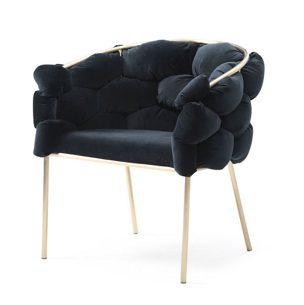 Modrest Debra Modern Black Velvet Champagne Gold Dining Chair Model VGVCB202-BLK-DC