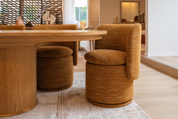 Divani Casa Norris Modern Mustard Fabric Swivel Dining Chair Model VGKK-KF.Y2138-MUS