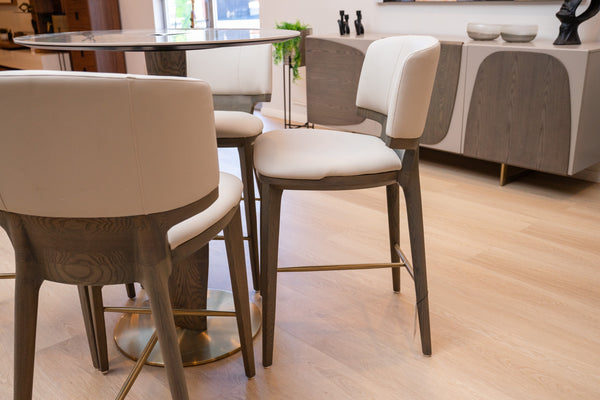 Modrest Calvary Mid Century Modern Beige Vegan Leather & Grey Ash Counter Chair Model VGCS-BS-23022-BGE