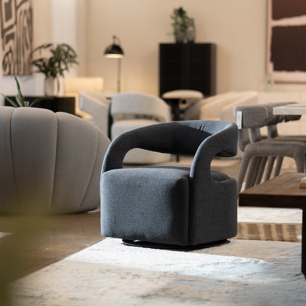 Modrest Dowsett Modern Charcoal Fabric Swivel Accent Chair Model VGRH-RHT-638-BLK