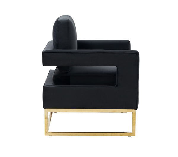 Modrest Edna Modern Black Velvet & Gold Accent Chair Model VGRHRHS-AC-201-BLK