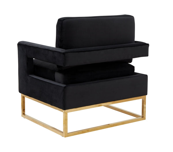 Modrest Edna Modern Black Velvet & Gold Accent Chair Model VGRHRHS-AC-201-BLK