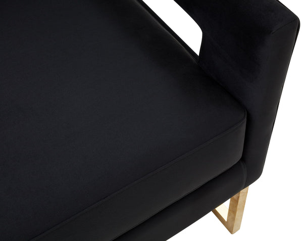 Modrest Edna Modern Black Velvet & Gold Accent Chair Model VGRHRHS-AC-201-BLK