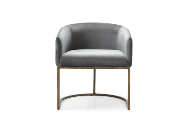 Modrest Elisa Modern Grey Velvet & Brass Dining Chair Model VGVCB8369-GRY-DC