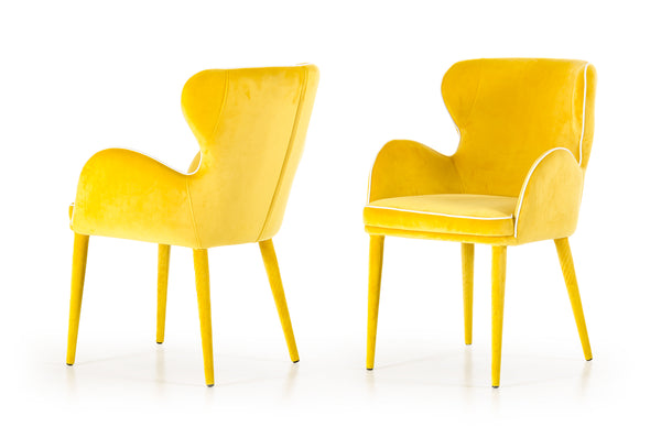 Modrest Tigard Mid Century Yellow Fabric Dining Chair Model VGEUMC-8883CH-A-YEL
