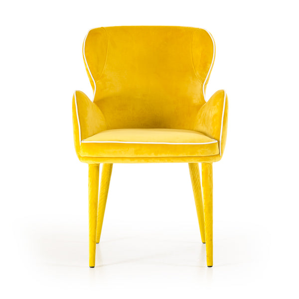 Modrest Tigard Mid Century Yellow Fabric Dining Chair Model VGEUMC-8883CH-A-YEL