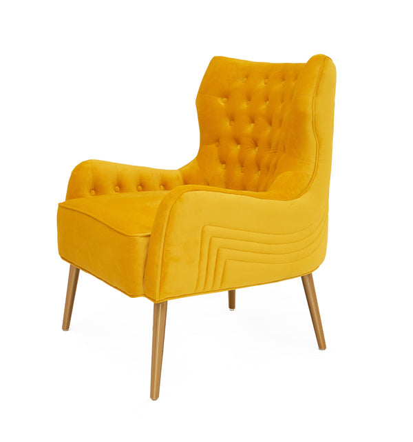 Modrest Everly Contemporary Velvet Yellow Accent Chair Model VGRHRHS-AC-741-CH