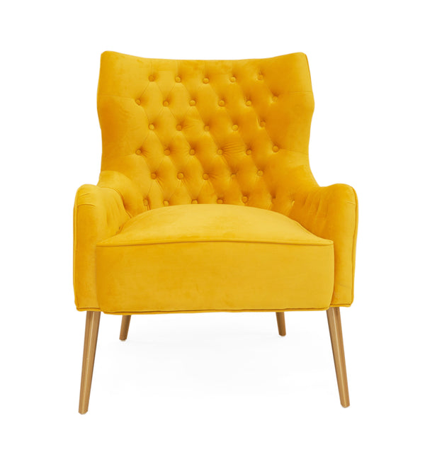 Modrest Everly Contemporary Velvet Yellow Accent Chair Model VGRHRHS-AC-741-CH