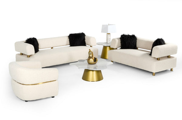 Divani Casa Gannet Glam Beige Fabric Chair Model VGODZW-992