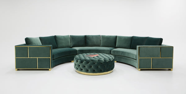 Divani Casa Ritner Modern Green Velvet Curved Sectional Sofa Model VGYUHD-1840-B-GRN