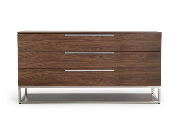 Modrest Heloise Contemporary Walnut & Stainless Steel Dresser Model VGBBMC1502-DRS
