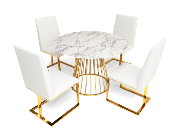 Modrest Frankie Contemporary White & Gold Dining Chair Model VGGAGA-6917CH-WHT