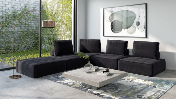 Divani Casa Nolden Modern Black Fabric Modular Sectional Sofa Model VGKNK8542-BLK