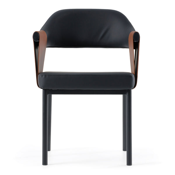 Modrest Jensen Modern Black & Camel Vegan Leather Dining Chair Model VGGA-6261CH-1-BLK
