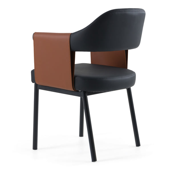 Modrest Jensen Modern Black & Camel Vegan Leather Dining Chair Model VGGA-6261CH-1-BLK