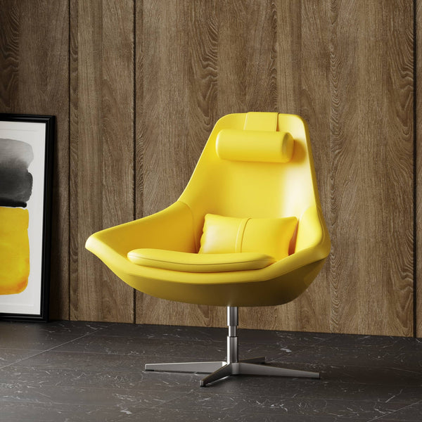 Modern Kenora Modern Yellow Eco Leather Accent ChairModel VGBNEC-096