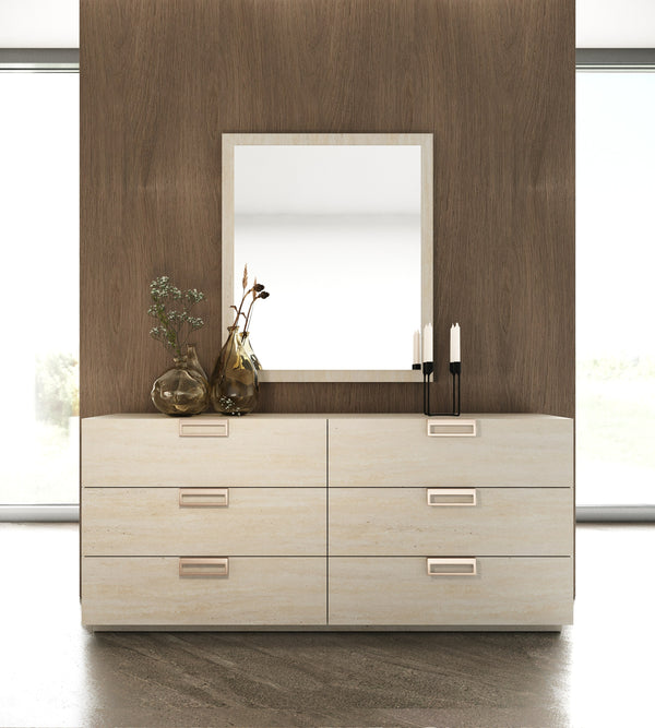 Lamod Italia Lago Modern Faux Travertine Mirror Model VGAC-LAGO-MIR