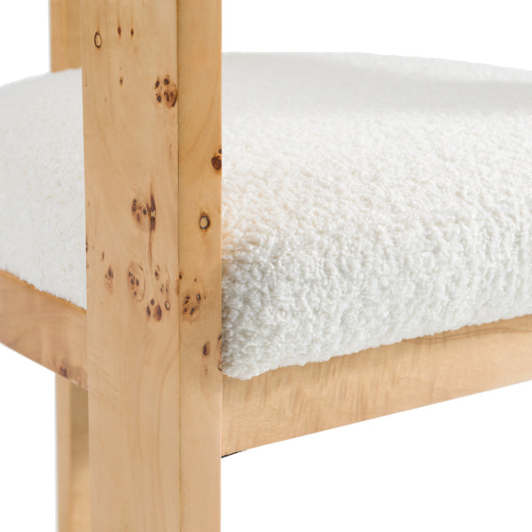 Modrest Letha Modern Cream Fabric & Burl Dining Chair Model VGMY-3805-AC-CRM