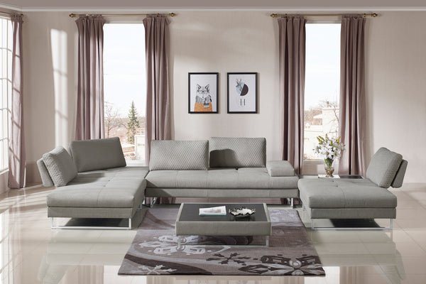 Divani Casa Baxter Modern Grey Fabric Sectional Sofa & Coffee Table Model VGMB-1766-GRY