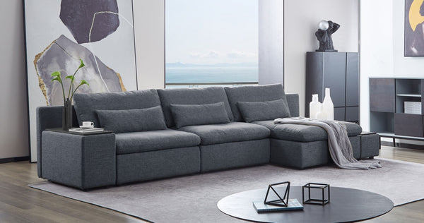 Divani Casa Paseo Modern Grey Modular Sectional Sofa Model VGMB-C008