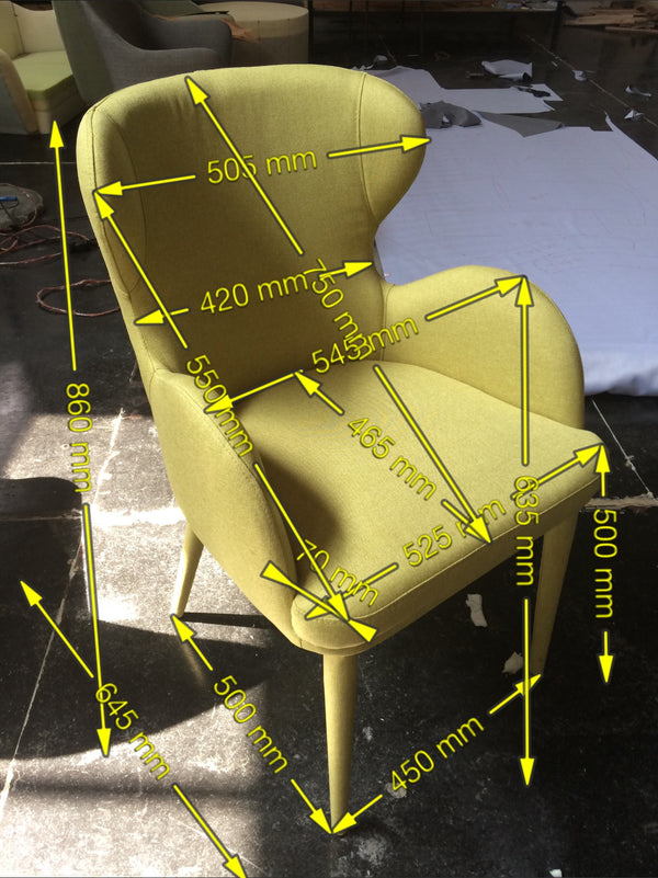 Modrest Tigard Mid Century Yellow Fabric Dining Chair Model VGEUMC-8883CH-A-YEL