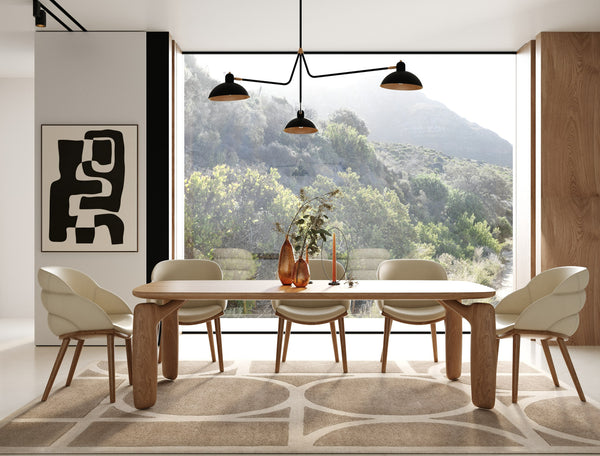 Modrest Michael Mid Century Modern Beige Vegan Leather & Walnut Dining Chair Model VGCS-CH-23010-BGE