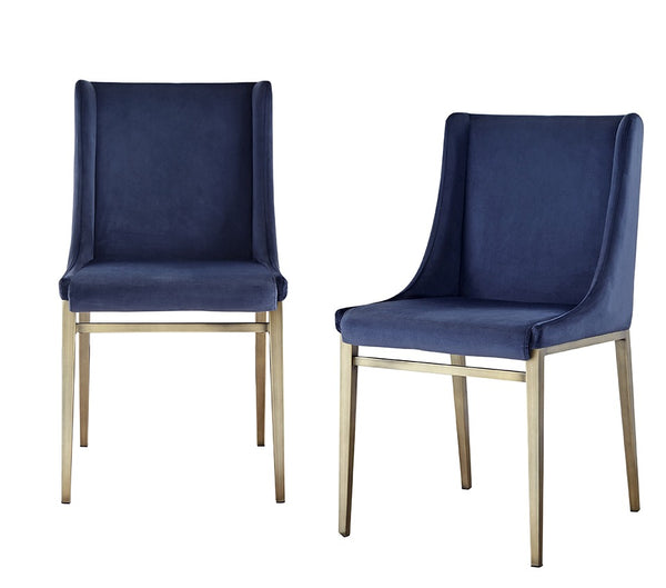 Modrest Mimi Contemporary Blue Velvet & Antique Brass Dining Chair (Set Of 2) Model VGGAGA-6544CH-BLU-DC